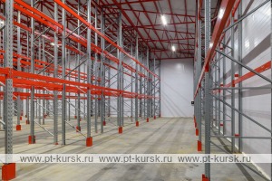 Самонесущий склад на фронтальных стеллажах
